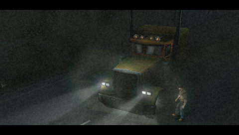 Silent Hill: 0rigins (PSP) screenshot: You just hit a little girl with your truck and are searching for her.