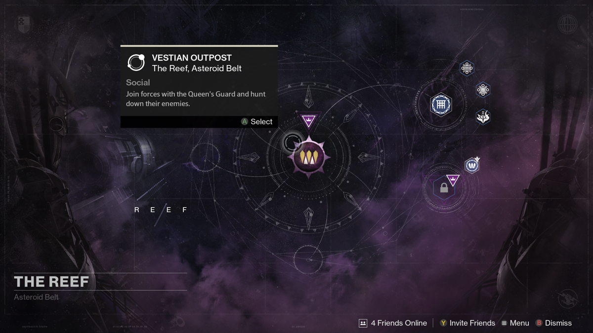 Destiny: Expansion II - House of Wolves (Xbox One) screenshot: The Reef navigation map
