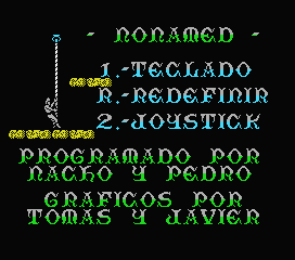 Nonamed (MSX) screenshot: Main menu and credits