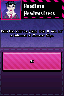 Monster High: Ghoul Spirit (Nintendo DS) screenshot: Headless Headmistress Bloodgood