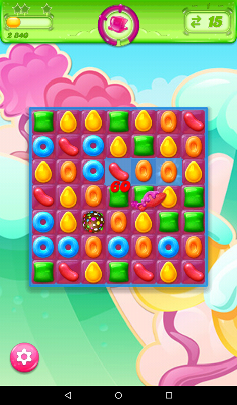 Candy Crush Jelly Saga (Android) screenshot: The fish swims to a blank spot to fill it with jelly.