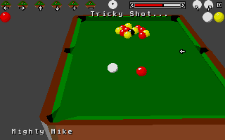Sharkey's 3D Pool (Atari ST) screenshot: Commentary...