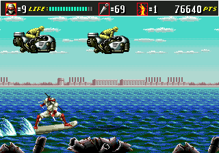 Shinobi III: Return of the Ninja Master (Genesis) screenshot: Surf ninja!