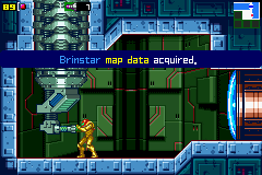 Metroid: Zero Mission (Game Boy Advance) screenshot: Receiving a map of the area