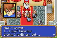 Shining Force: Resurrection of the Dark Dragon (Game Boy Advance) screenshot: Max is now able to talk