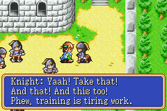 Shining Force: Resurrection of the Dark Dragon (Game Boy Advance) screenshot: Talking to the knights
