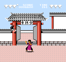 Fūun Shaolin Ken (NES) screenshot: Doing a backflip