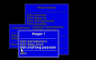 Shoot 'em up Construction Kit (Atari ST) screenshot: The player menu