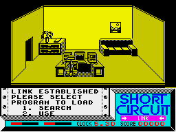 Short Circuit (ZX Spectrum) screenshot: Connected to a computer