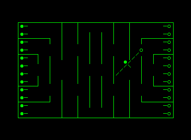 Laser Tanks (Commodore PET/CBM) screenshot: Player two misses a shot