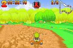 Shrek: Swamp Kart Speedway (Game Boy Advance) screenshot: Racing around the track is similar to other Kart games