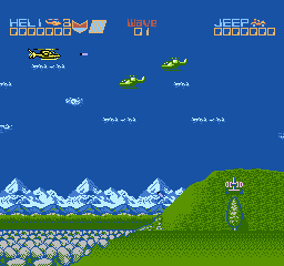 Silkworm (NES) screenshot: A normal day on level 1
