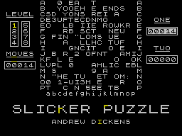 The Slicker Puzzle (ZX Spectrum) screenshot: Then the coded message appear