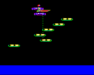 Sinbad (BBC Micro) screenshot: Starting out and instantly touches two baddies