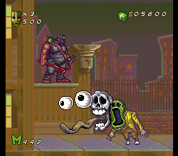 The Mask (SNES) screenshot: The boss for the street level