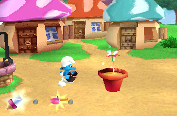 The Smurfs (PlayStation) screenshot: I've just planted a flower with well water!
