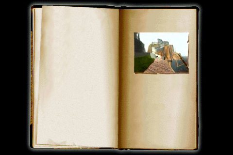 Myst (iPhone) screenshot: Making the mistake of reading a book.