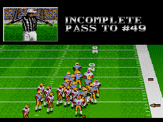 Bill Walsh College Football (SEGA CD) screenshot: Incomplete pass