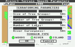 Sim City: Terrain Editor (Atari ST) screenshot: Forming terror