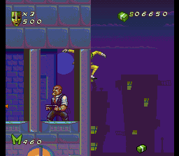 The Mask (SNES) screenshot: The bank heist level