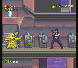 The Mask (SNES) screenshot: Taking on Dorian's goons in the nightclub