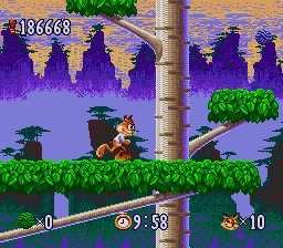 Bubsy in: Claws Encounters of the Furred Kind (SNES) screenshot: The jungle level
