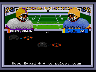 Bill Walsh College Football (SEGA CD) screenshot: Choose which side to play