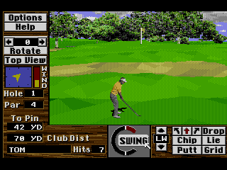 Links: The Challenge of Golf (SEGA CD) screenshot: Lets hope that I don't end up in the bunker