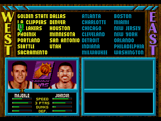NBA Jam (SEGA CD) screenshot: Team selection