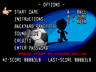 Marko (SEGA CD) screenshot: Main menu