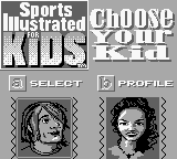 Sports Illustrated for Kids: The Ultimate Triple Dare (Game Boy) screenshot: Character selection
