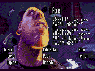 Road Rash (SEGA CD) screenshot: Player selection