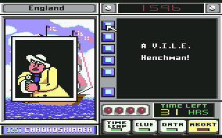Where in Time Is Carmen Sandiego? (Commodore 64) screenshot: A V.I.L.E. Henchman!