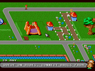 Theme Park (SEGA CD) screenshot: Now it starts to look like a theme park