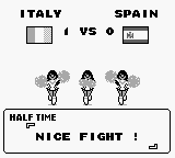 Football International (Game Boy) screenshot: Nice fight! It's just a football match but fine.