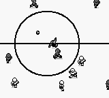 Football International (Game Boy) screenshot: An useless bicycle kick.