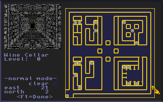 The Bard's Tale Construction Set (Amiga) screenshot: The wine cellar map from the sample adventure.