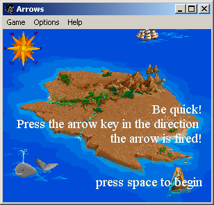 100-in-one Klik & Play Pirate Kart (Windows) screenshot: Arrows instructions