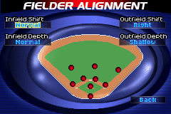 High Heat Major League Baseball 2002 (Game Boy Advance) screenshot: Changing the players' alignment