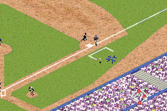 High Heat Major League Baseball 2002 (Game Boy Advance) screenshot: Sending the ball out.
