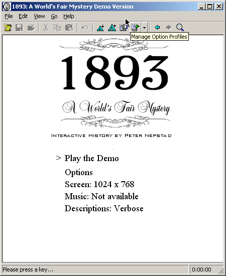 1893: A World's Fair Mystery (Windows) screenshot: Start menu
