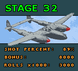 1942 (Game Boy Color) screenshot: End of mission statistics
