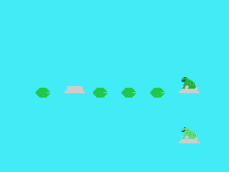 Mr. Frog (TI-99/4A) screenshot: Rock Hop