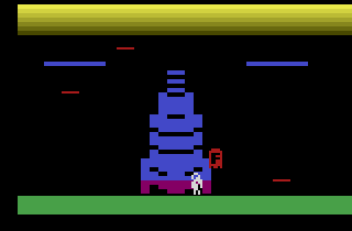 2005 MiniGame MultiCart (Atari 2600) screenshot: Jetman: Level 2 has three lasers to avoid.
