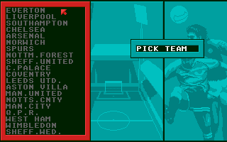 1st Division Manager (Atari ST) screenshot: Team selection screen
