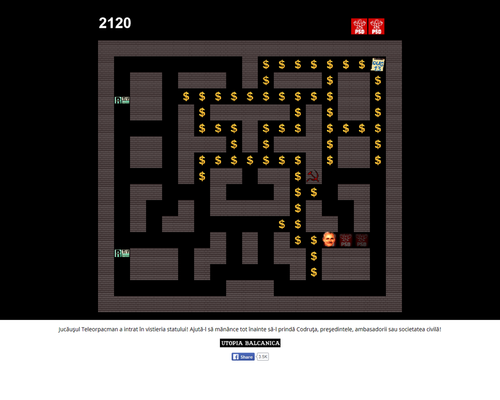 Teleorpacman (Browser) screenshot: Power up about to expire.