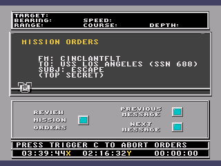 688 Attack Sub (Genesis) screenshot: Receiving mission orders.