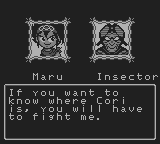 Maru's Mission (Game Boy) screenshot: I wish he would have something interesting to say.