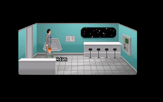 7 Days a Skeptic (Windows) screenshot: The canteen with a strange Adam.