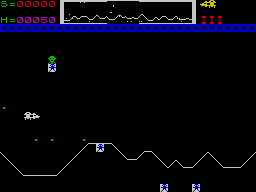 Deffendar (ZX Spectrum) screenshot: Game starts - alien kidnapped human